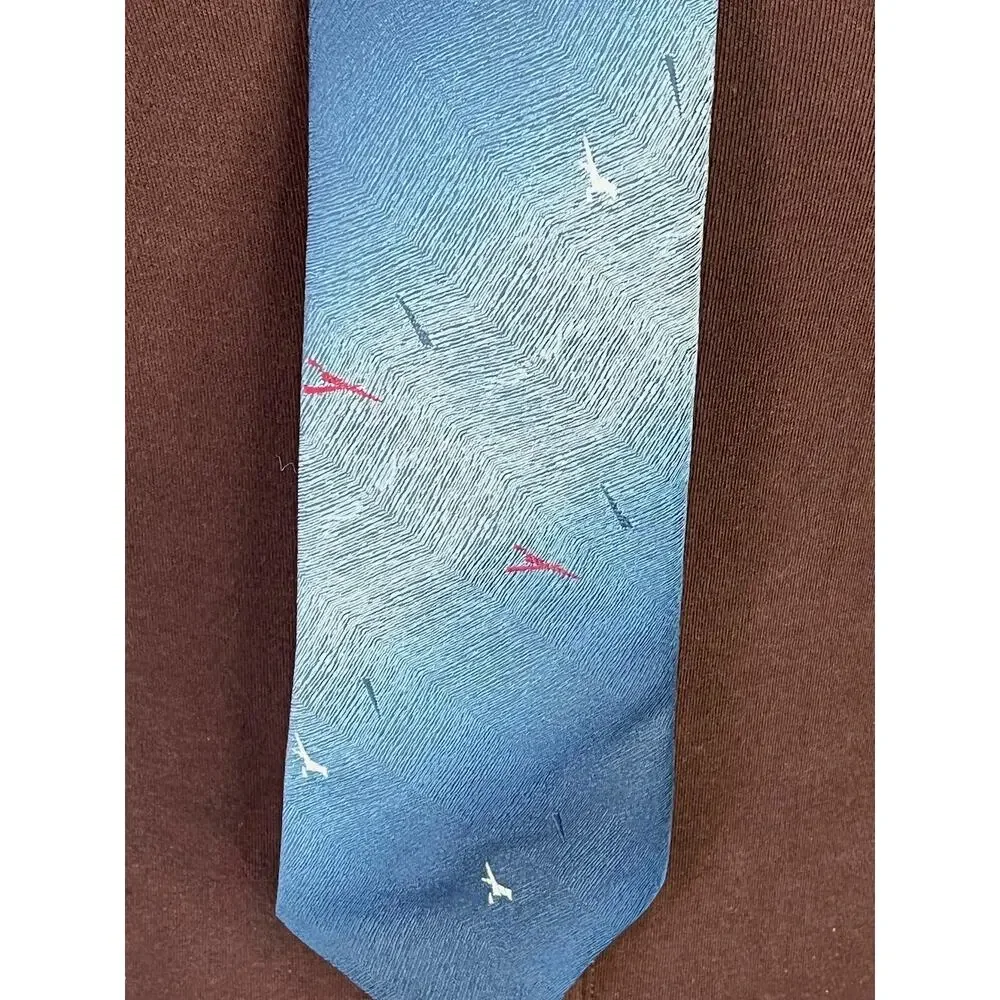 vintage zipper tie 1980s blue ombre red white